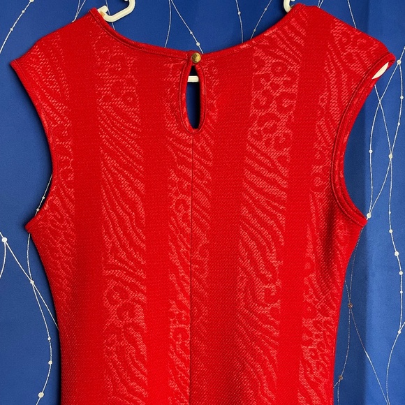 Red Leopard Print Pencil Dress, Size Medium! - Picture 4 of 8